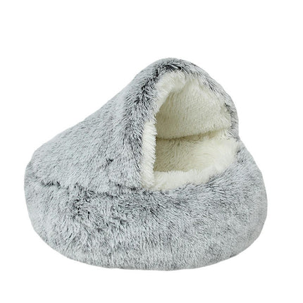 Cat Bed Round Plush Fluffy Hooded Calming Cat Bed Cave for Dogs&Cats,Self Warming pet Bed