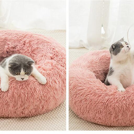 Original Calming Donut Dog and Cat Bed, Extra Long Plush with Non-Slip Bottom Removable and Washable