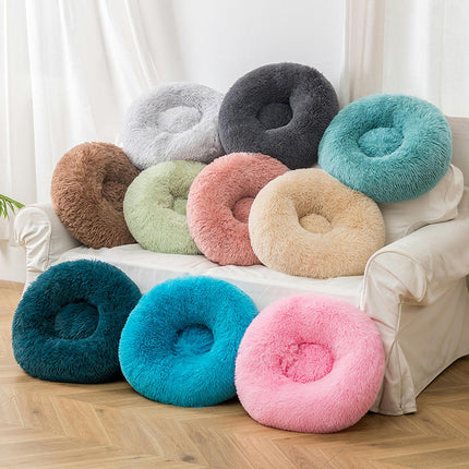 Original Calming Donut Dog and Cat Bed, Extra Long Plush with Non-Slip Bottom Removable and Washable