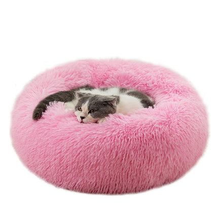 Original Calming Donut Dog and Cat Bed, Extra Long Plush with Non-Slip Bottom Removable and Washable