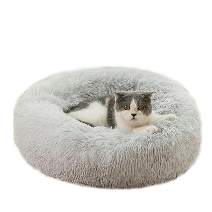 Original Calming Donut Dog and Cat Bed, Extra Long Plush with Non-Slip Bottom Removable and Washable