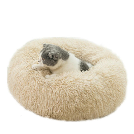 Original Calming Donut Dog and Cat Bed, Extra Long Plush with Non-Slip Bottom Removable and Washable