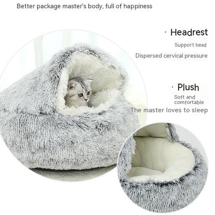 Calming Dog Beds & Cat Cave Bed with Hooded Cover,Removable Washable Round Beds for Small Medium Pets