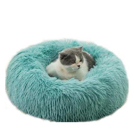 Modern Soft Plush Round Pet Bed for Cats or Small Dogs, Mini Medium Sized Dog Cat Bed Self