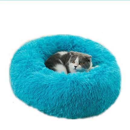 Modern Soft Plush Round Pet Bed for Cats or Small Dogs, Mini Medium Sized Dog Cat Bed Self