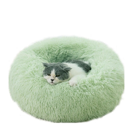 Modern Soft Plush Round Pet Bed for Cats or Small Dogs, Mini Medium Sized Dog Cat Bed Self