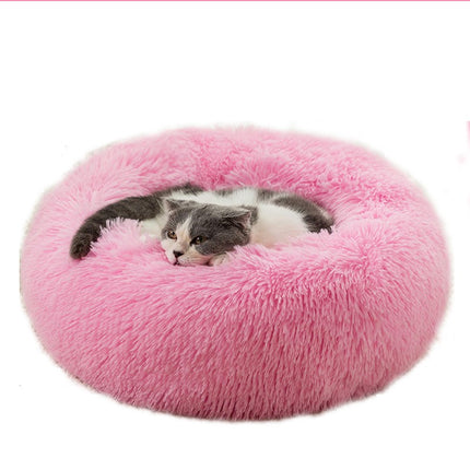 Modern Soft Plush Round Pet Bed for Cats or Small Dogs, Mini Medium Sized Dog Cat Bed Self