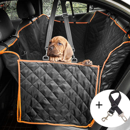 Dog Car Seat Cover - Anti-slip Waterproof Back Seat Car Dog Seat Cover with Seat Belt Car Back Seat Hammock with Mesh Window for Pets