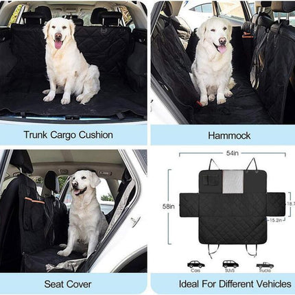 Dog Car Seat Cover - Anti-slip Waterproof Back Seat Car Dog Seat Cover with Seat Belt Car Back Seat Hammock with Mesh Window for Pets