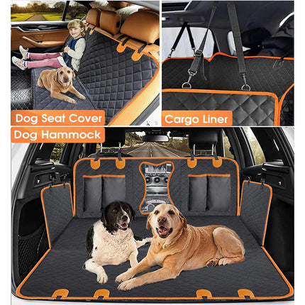 Dog Car Rear Seat Cover, Waterproof Rear Seat Hammock Mattress for Dogs in Cars, SUVs and Trucks with Storage Pockets