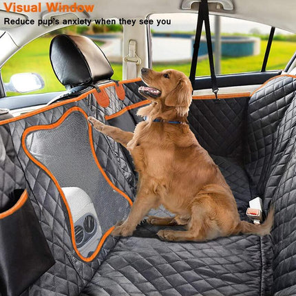 Dog Car Seat Cover for Back Seat, Waterproof Seat Protector Scratchproof Pet Hammock with 4 Bags Side Flaps