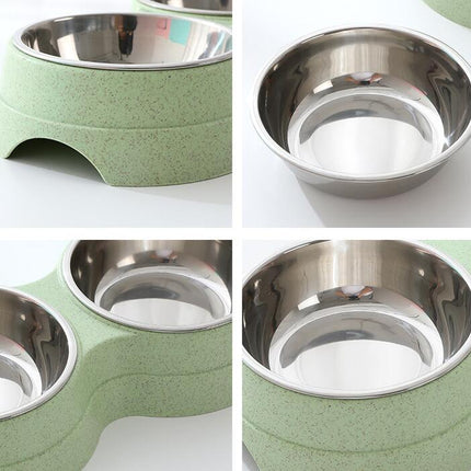 Double Pet Pet Food Bowl Stainless Steel Drinkware Pet Drink Food Cat Food Puppy Feeding Supplies