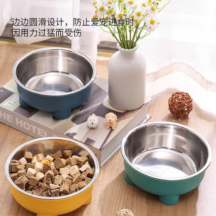 Stainless steel pet dog bowl is anti slip and easy to clean indoors