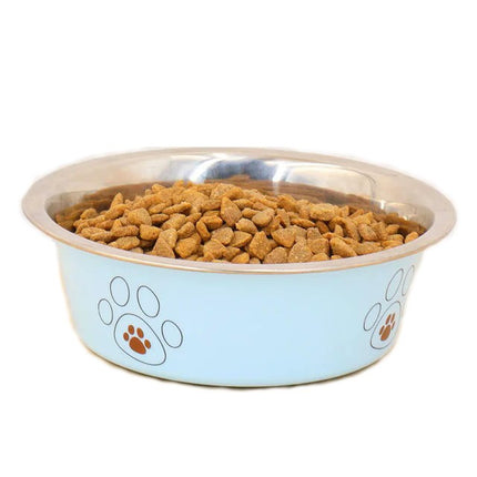 A pet stainless steel cat and dog bowl is non slip and easy to clean indoors