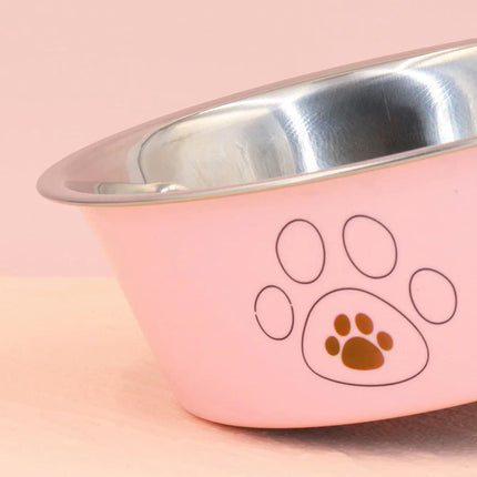 A pet stainless steel cat and dog bowl is non slip and easy to clean indoors