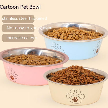 A pet stainless steel cat and dog bowl is non slip and easy to clean indoors