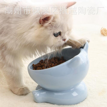 Cat Bowl Pet Accessories Ceramic Diagonal High Feet Cute Protection Cervical Spine Dog Bowl Drink Water Bowl Pet Supplies