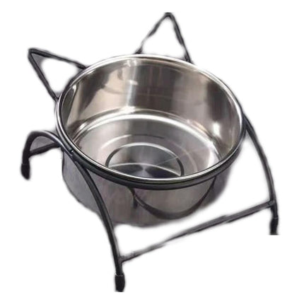 Neck guard iron frame single bowl pet cat dog rice bowl stainless steel anti slip bowl for indoor and outdoor use