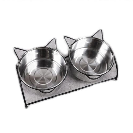 Neck guard iron frame single bowl pet cat dog rice bowl stainless steel anti slip bowl for indoor and outdoor use