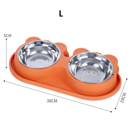 Double Dog Bowls Dog Water and Food Bowls Stainless Steel Bowls Preventing Overturning Pet Feeder Bowls for Puppy Medium Dogs