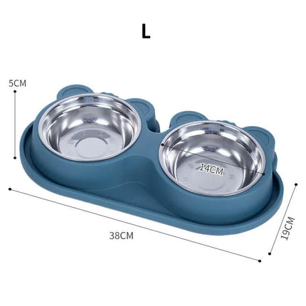 Double Dog Bowls Dog Water and Food Bowls Stainless Steel Bowls Preventing Overturning Pet Feeder Bowls for Puppy Medium Dogs