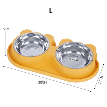 Double Dog Bowls Dog Water and Food Bowls Stainless Steel Bowls Preventing Overturning Pet Feeder Bowls for Puppy Medium Dogs