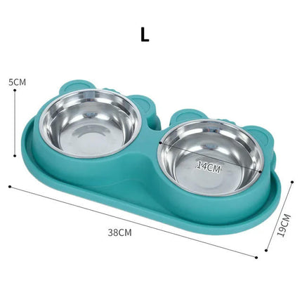 Double Dog Bowls Dog Water and Food Bowls Stainless Steel Bowls Preventing Overturning Pet Feeder Bowls for Puppy Medium Dogs