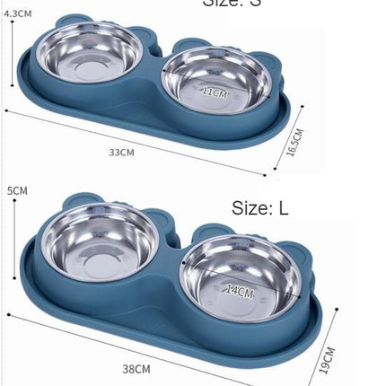 Double Dog Bowls Dog Water and Food Bowls Stainless Steel Bowls Preventing Overturning Pet Feeder Bowls for Puppy Medium Dogs