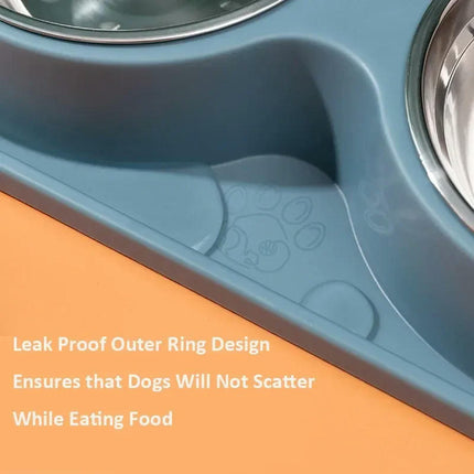 Double Dog Bowls Dog Water and Food Bowls Stainless Steel Bowls Preventing Overturning Pet Feeder Bowls for Puppy Medium Dogs