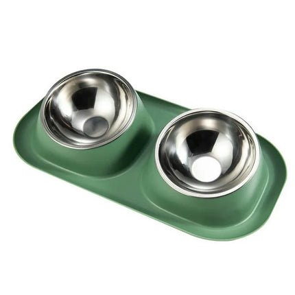 Stainless Steel Double Cat Dog Bowl Cat Food Container Non-slip Base Pet Water Feeder Tilt Safeguard Neck Puppy Cats Bowls