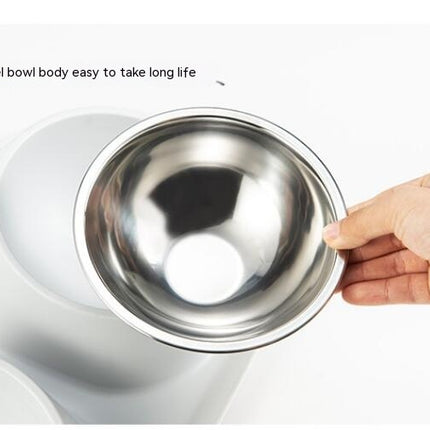 Stainless Steel Double Cat Dog Bowl Cat Food Container Non-slip Base Pet Water Feeder Tilt Safeguard Neck Puppy Cats Bowls