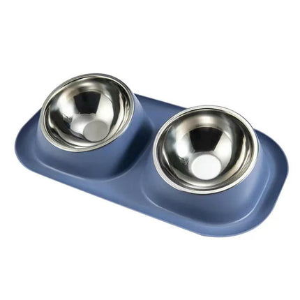 Stainless Steel Double Cat Dog Bowl Cat Food Container Non-slip Base Pet Water Feeder Tilt Safeguard Neck Puppy Cats Bowls