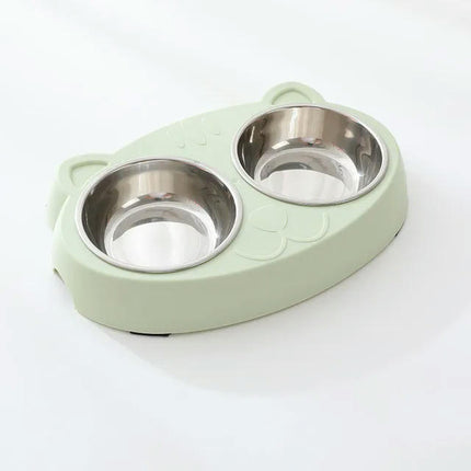 Macaron Pet Double Bowl Plastic Kitten Dog Food Drinking Tray Feeder Cat Feeding Pet Supplies Accessories