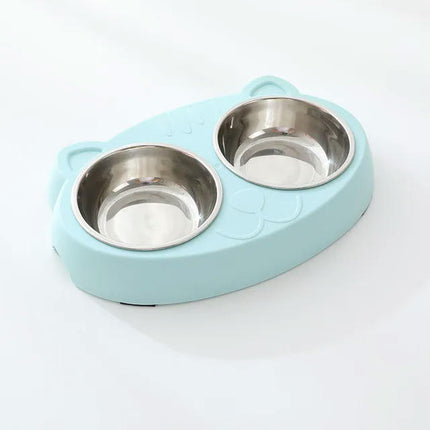 Macaron Pet Double Bowl Plastic Kitten Dog Food Drinking Tray Feeder Cat Feeding Pet Supplies Accessories