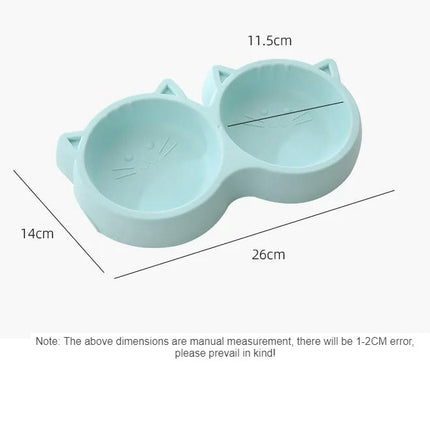 Pet Cat Double Bowl Eco-friendly PP Material Cartoon Cat Face Shape Food Water Feeding Bowl Non-slip Puppy Cat Feeder Supplies