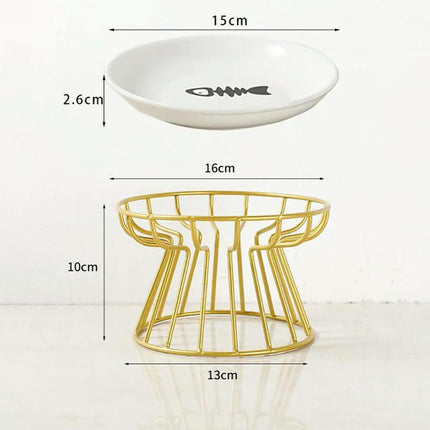 Cat Lift Bowl With Metal Stand Pet Ceramic Food Snacks Feeding Elevated Feeder Kitten Puppy Dish Dog Supplies Accessories