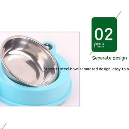 Cat Bowl Dog Bowl Drinking Water Feeding One-piece Pet Double Bowl Stainless Steel Frog Bowl Pet Food Utensils