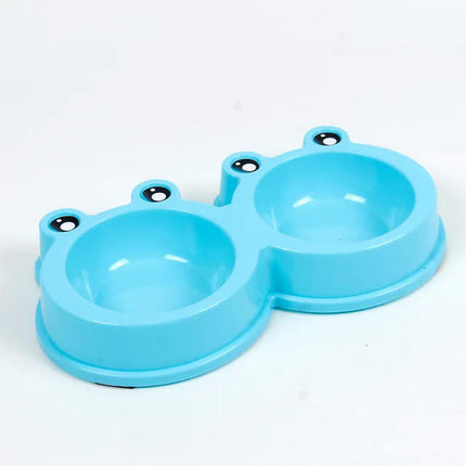 Cat Bowl Dog Bowl Drinking Water Feeding One-piece Pet Double Bowl Stainless Steel Frog Bowl Pet Food Utensils