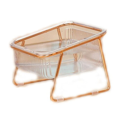 Transparent Cat Bowl with Raised Stand - Slanted Neck Protection for Drinking and Feeding - Easy to Clean Dual Iron Bowls