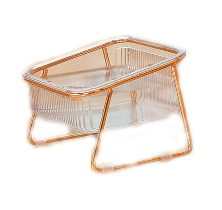 Transparent Cat Bowl with Raised Stand - Slanted Neck Protection for Drinking and Feeding - Easy to Clean Dual Iron Bowls