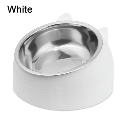 Cute Cat Dog Bowl Protect The Cervical Spine Oblique Mouth Pet Stainless Steel Fall-resistant Durable Food Bowl Pet Supplies