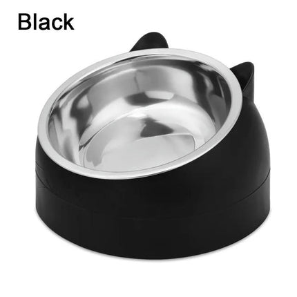 Cute Cat Dog Bowl Protect The Cervical Spine Oblique Mouth Pet Stainless Steel Fall-resistant Durable Food Bowl Pet Supplies