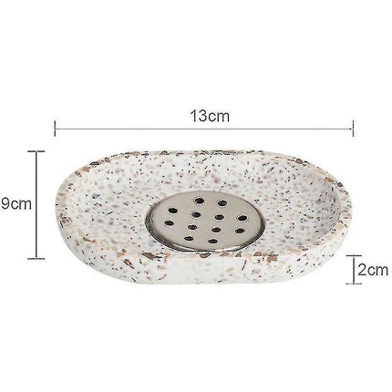 Terrazzo Soap Dish Oval Soap Dish Creative Drain Dish Bathroom Accessories Household Supplies