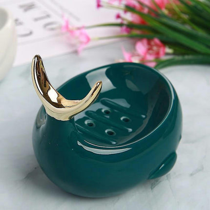 Soap Dish For Bathroom Whale Shaped Ceramic Drain Bar Soap Box For Shower Holder Home Accessories