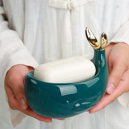 Soap Dish For Bathroom Whale Shaped Ceramic Drain Bar Soap Box For Shower Holder Home Accessories