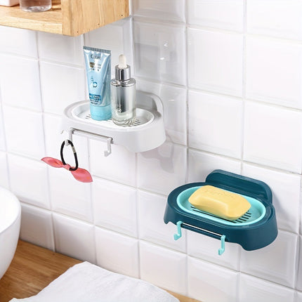 Punch-free Adhesive Drain Soap Case Durable Soap Dish Storage Rack Delicate Home Bathroom Accessories