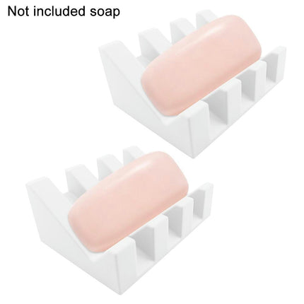 2pcs Home Accessories Soap Dish Silicone Flexible With Drain Solid For Bathroom Soap Box