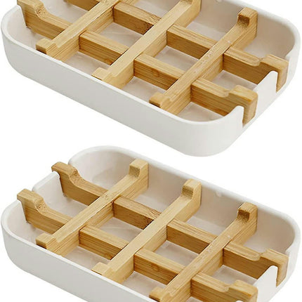 2 Pcs Bamboo Soap Dish Holders,for Soap Cup Drain In Home Bathroom Accessory Soap Holder for Bathroom