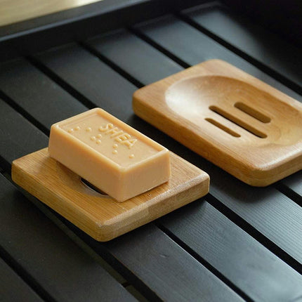 4 Pcs Wooden Soap Holders Bathroom Soap Dish Natural Bamboo Soap Holder Square & Round Soap Dishes