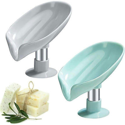 2 Pieces Bathroom Accessory Suction Cup Soap Dish, Leaf Shaped Soap Dishes For Bathroom And Kitchen